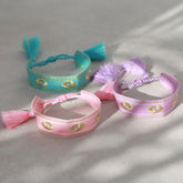 Gewebtes Armband schutz vor bösem Blick lila